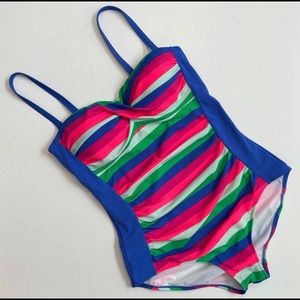 Boden Swimsuit One Piece Stripes Bandeau Padded
